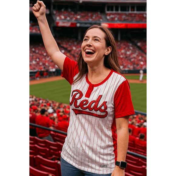 PINK Victorias Secret MLB Cincinnati Reds Sequin Bling Jersey T Shirt Med - Picture 7 of 7